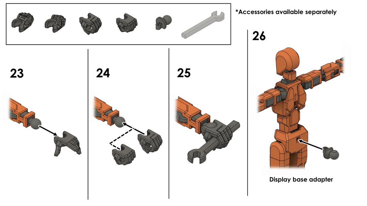 Dummy 13 Assembly Steps 23 to 26 - Hands and Display Base